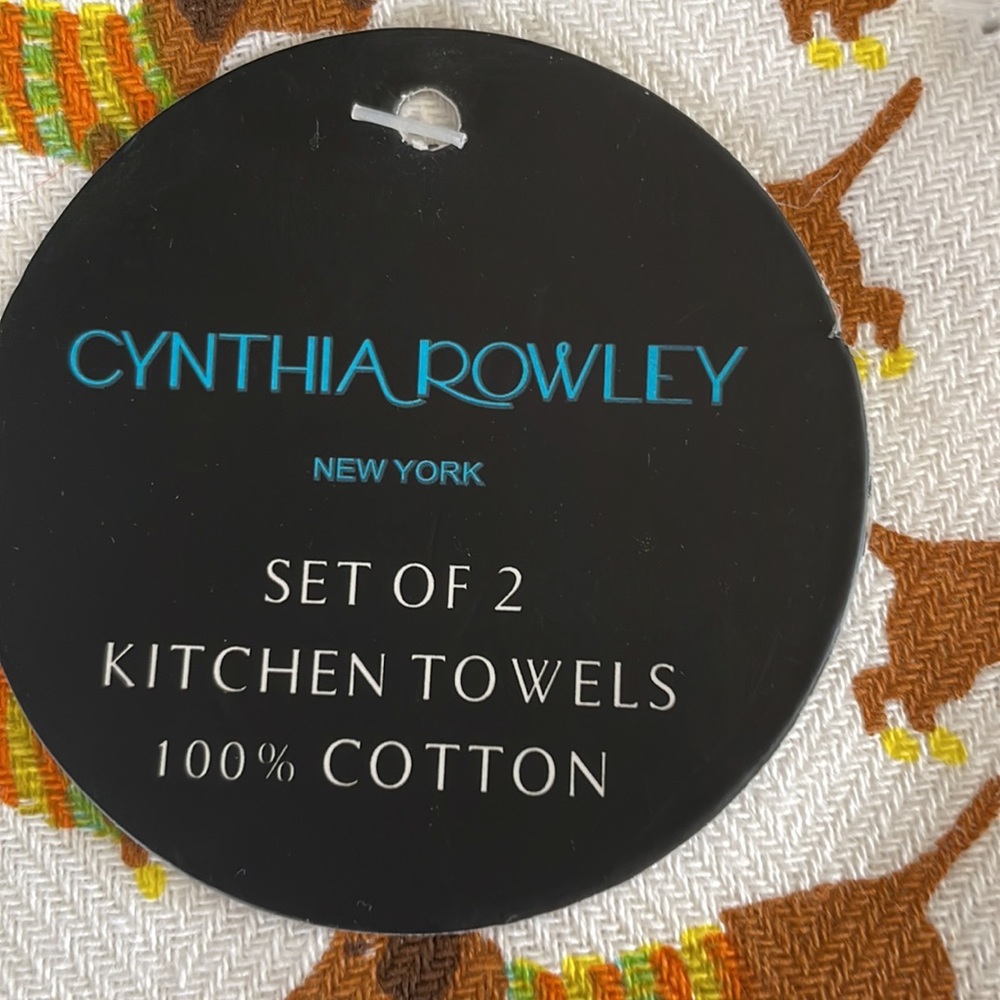 Darling dachshund in sweaters Cynthia Rowley, kitchen towels. Set of 2 - Picture 2 of 7